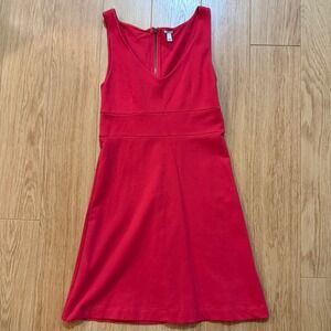 J.Crew Fit and Flare Dress Womens 6 Red Excellent Sleeveless V-Neck Zip
